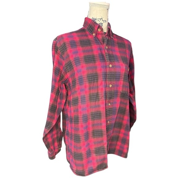 High Sierra Red & Gray Plaid Flannel Shirt Size Medium Made in Jamaica‎ - Picture 3 of 5